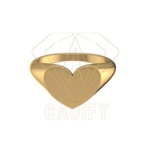 Heart Signet Ring 3D File: Jewelry CAD STL for 3D Printing (Size 6)
