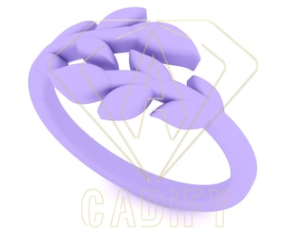 Archivo STL listo para fundición / Anillo abierto de derivación de hoja / Archivo CAD de producción