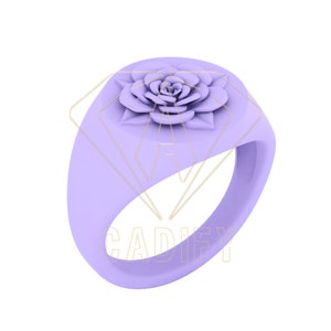 Rose Signet Ring 3D File: 13mm STL Download for Jewelry Making