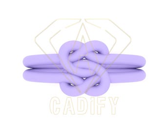 Puede incluir: Un anillo anudado morado con un logotipo de diamante dorado en el centro.