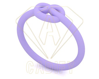 Puede incluir: Un anillo de silicona de color lavanda con un diseño de nudo.