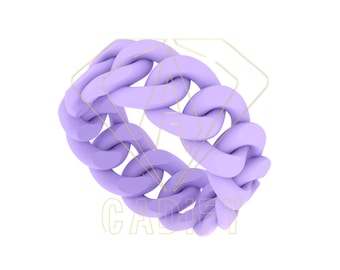Anillo ancho para hombre con cadena de eslabones cubanos listo para fundición (STL) / Archivo CAD de producción