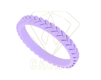 Anillo de boda con corona floral de hojas listo para fundición (archivo STL) / Archivo CAD de producción
