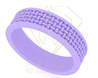 Casting Ready STL | Woven Knit Pattern Ring 5mm Band | Production CAD File
