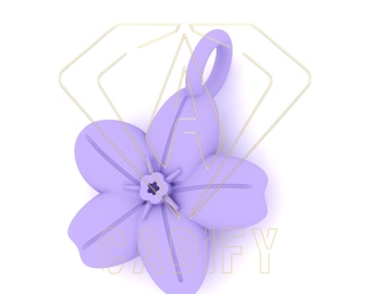 3D File Asymmetrical Flower Pendant Forget Me Not Charm 10mm Downloadable Stl File For 3D Printing CNC
