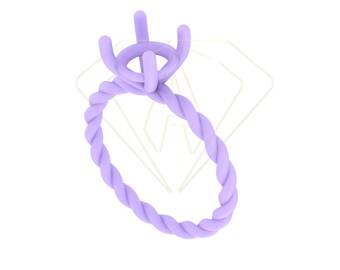Anillo de compromiso con lima STL y juego de puntas, cuerda trenzada, 1,0 ct, redondo, talla 6 de EE. UU.