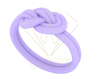 Puede incluir: Un anillo de silicona lavanda con un diseño anudado. El anillo es liso y tiene un acabado mate.