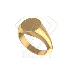 3D File Jewelry CAD Solid Round Signet Pinky Ring 10mm Quality STL File for 3D Printing and Metal Casting