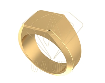 Anillo de sello cuadrado macizo de 10 mm (archivo STL listo para fundición) / Archivo CAD de producción