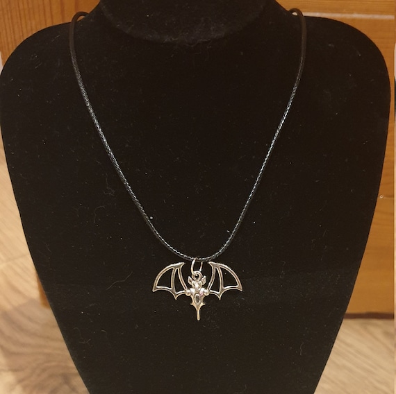 Buy Bat Necklace Silver Bat Jewelry Large Spread Winged Bat Pendant With  Gemstone Gothic Jewelry Bat Charm Halloween Necklace Bat Wings Garnet  Online in India - Etsy