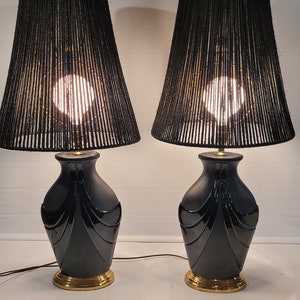 Vintage 1970s-80&#39;s Black Ceramic Lamps. F3