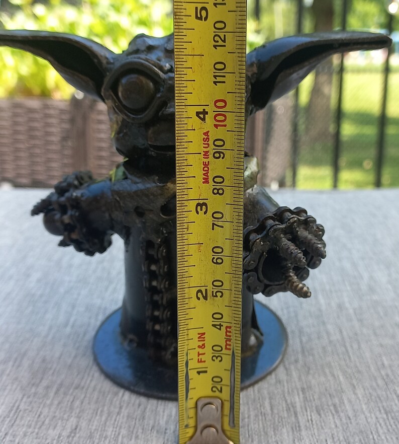 Star Wars Yoda Metal Figurine Recycled Metal Baby Yoda Baby Yoda Metal Sculpture image 8