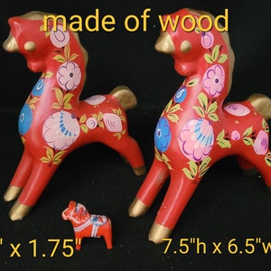 Vintage Mid Century Russian hand painted Khokhloma Dala Horses  Set of 3