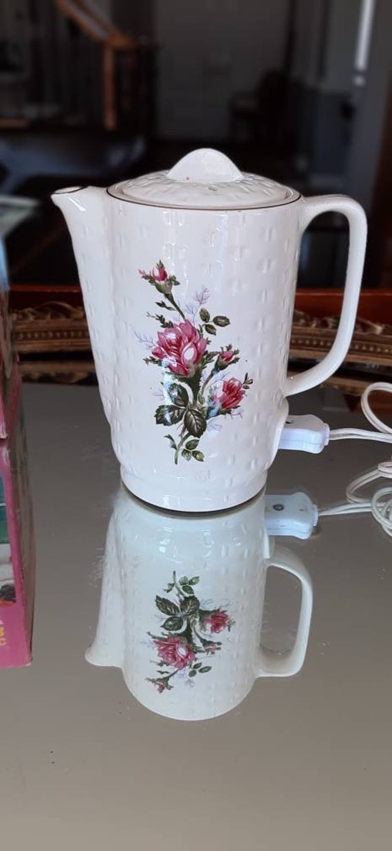 Vintage China Electric Teapot With Roses Etsy