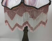 Vintage Tiffany Fringed Table Lamps with Metal Base Set of 2