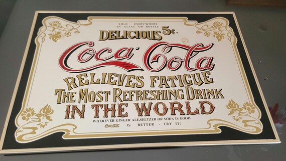 Vintage Coca-cola Mirror Sign Coke Refreshing Drink Coke 5 Cents
