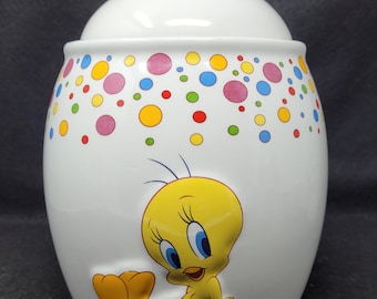 New in Box Vintage Tweety Bird Ceramic Cookie Jar Warner Brothers