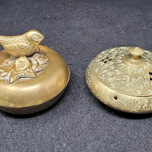 ヴィンテージ真鍮製小物入れ（蓋付き）真鍮製鳥の蓋 - Etsy 日本