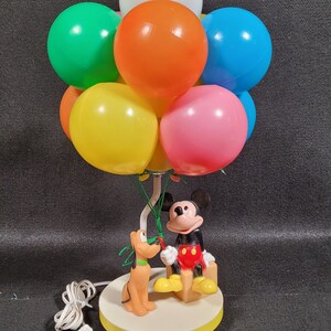 80s Mickey Mouse and Pluto Balloon Lamp Disney Nostalgia  Vintage Disney Mickey Mouse & Pluto Balloon Nursery Lamp main image 0