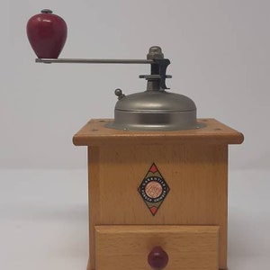 Vintage German Garantie Wood and Metal Coffee Grinder