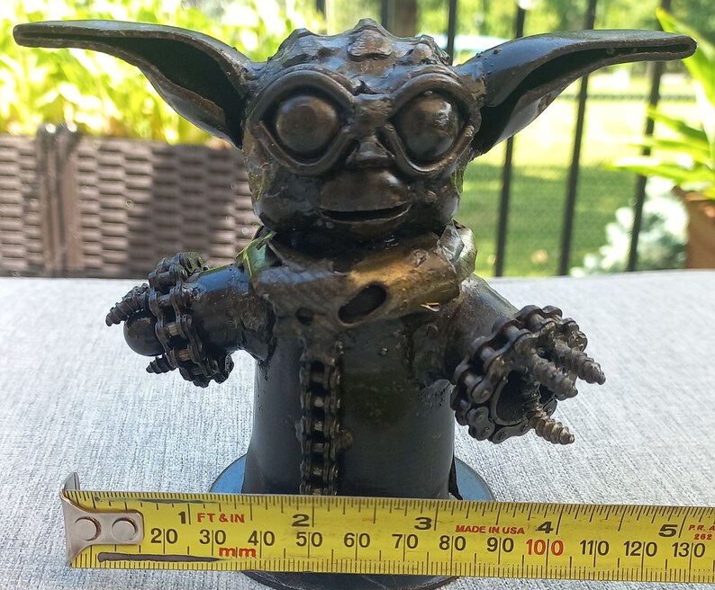 Star Wars Yoda Metal Figurine Recycled Metal Baby Yoda Baby Yoda Metal Sculpture image 9