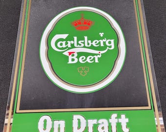 Vintage Carlsberg Beer "On Draft" Bar Sign