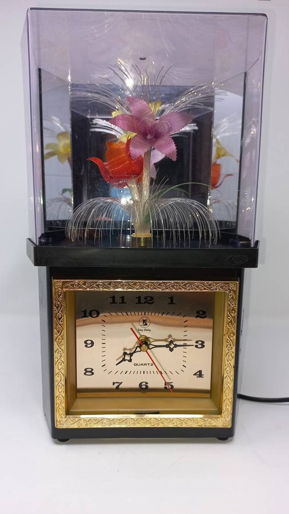 Retro Clock With Flowers Fibre Optic Light Etsy Australia