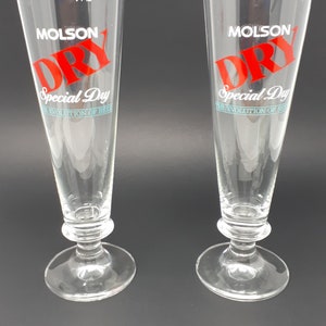 Vintage Molson Dry Beer Pilsner Glasses