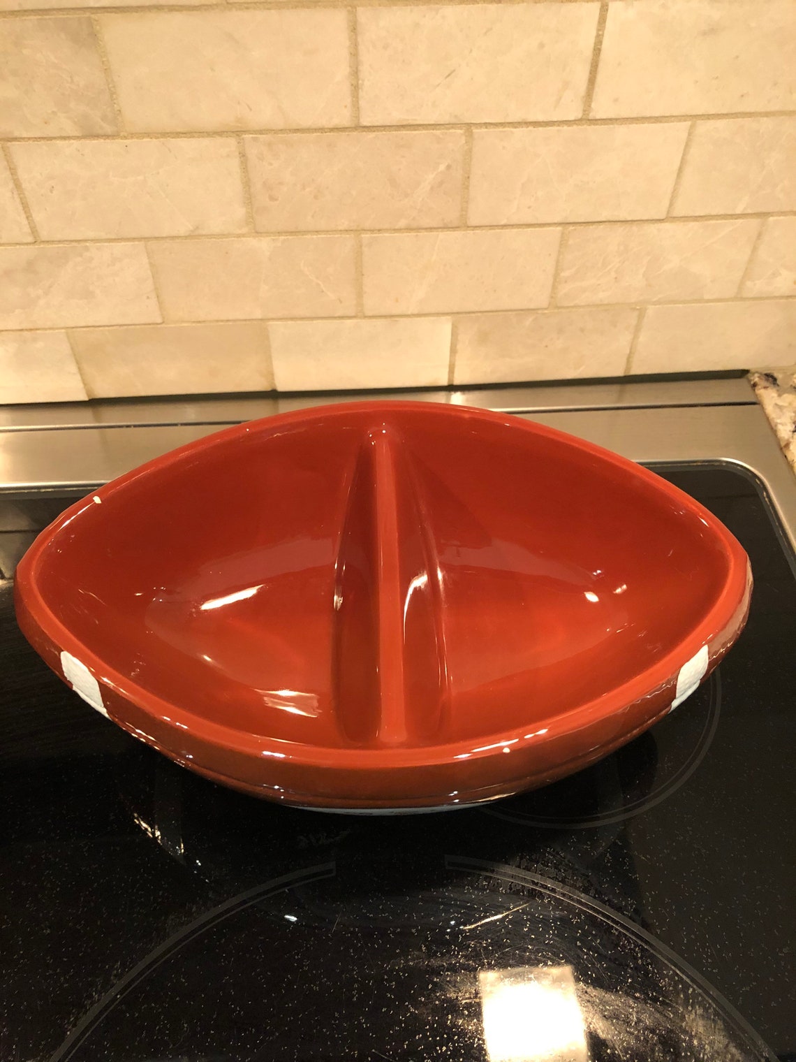 M&M Ceramic FootBall Shaped Candy Dish Divided Bowl NIB Rare Etsy