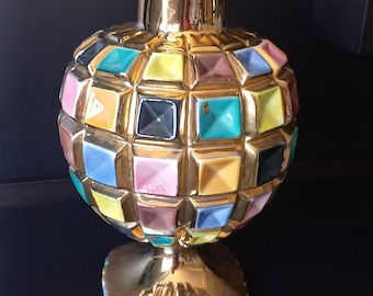 Jewel/ Gold Vase Made in Italy Vintage 1960s Italy Vase