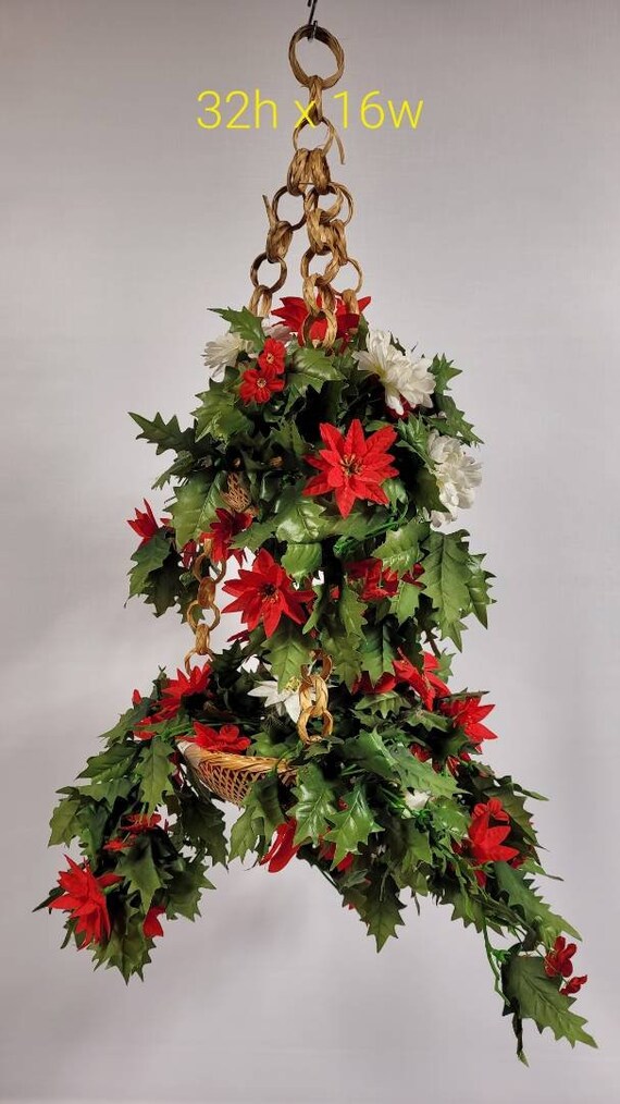 Kitschy Plastic Poinsettia Hanging Basket Retro Christmas - Etsy