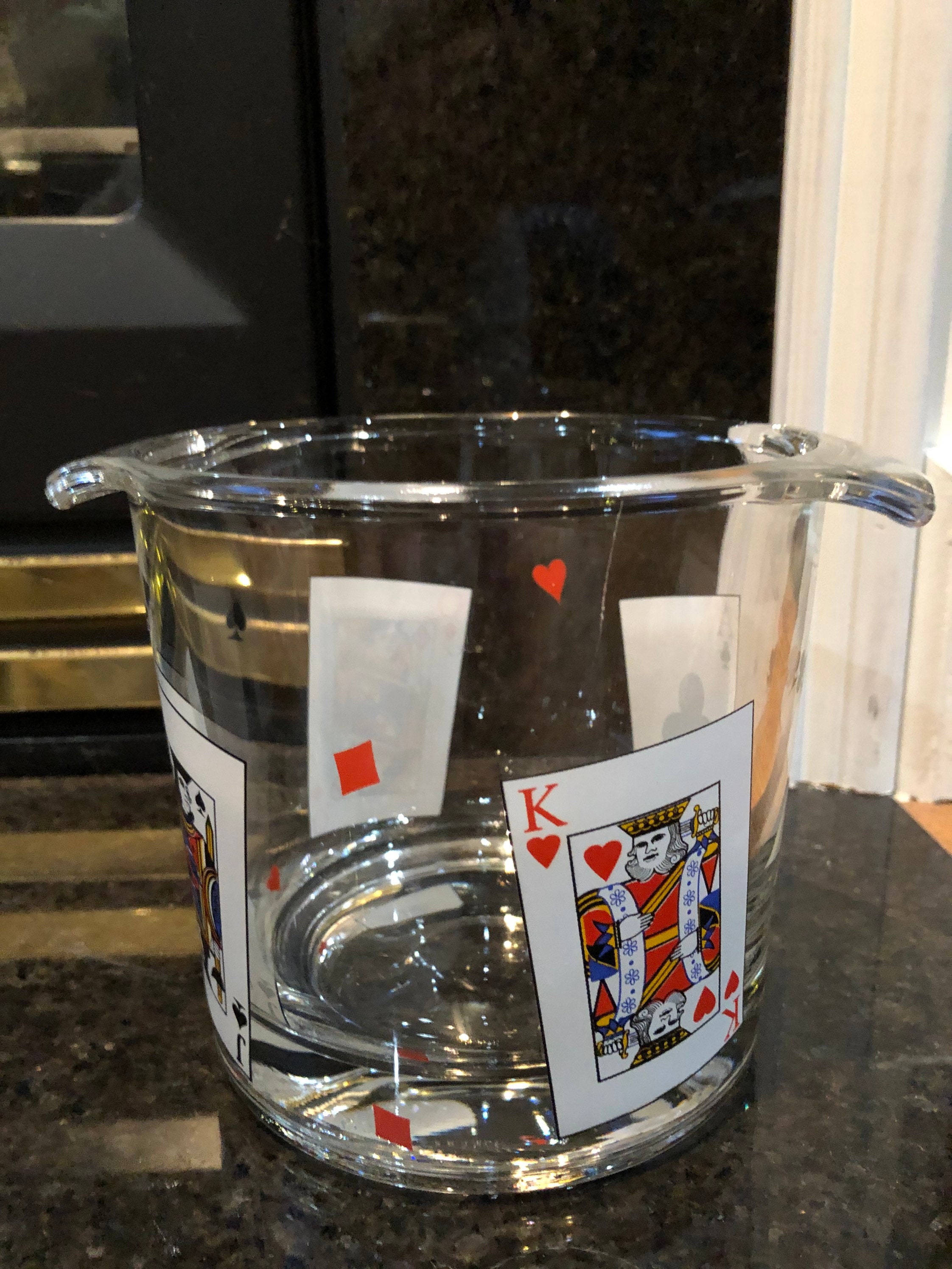 MCM Ice Bucket by Luminarc Clear With Painted Playing Cards. Etsy Canada