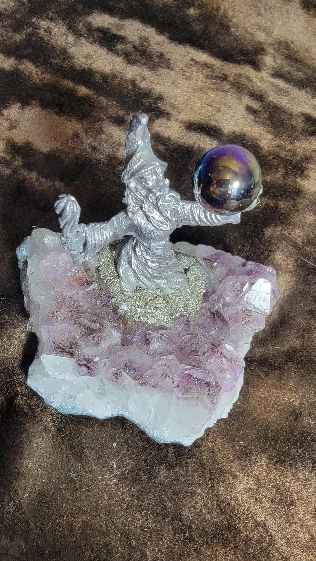 Vintage Spoontiques Pewter Figurine Mythical Wizard Crystal Ball ...