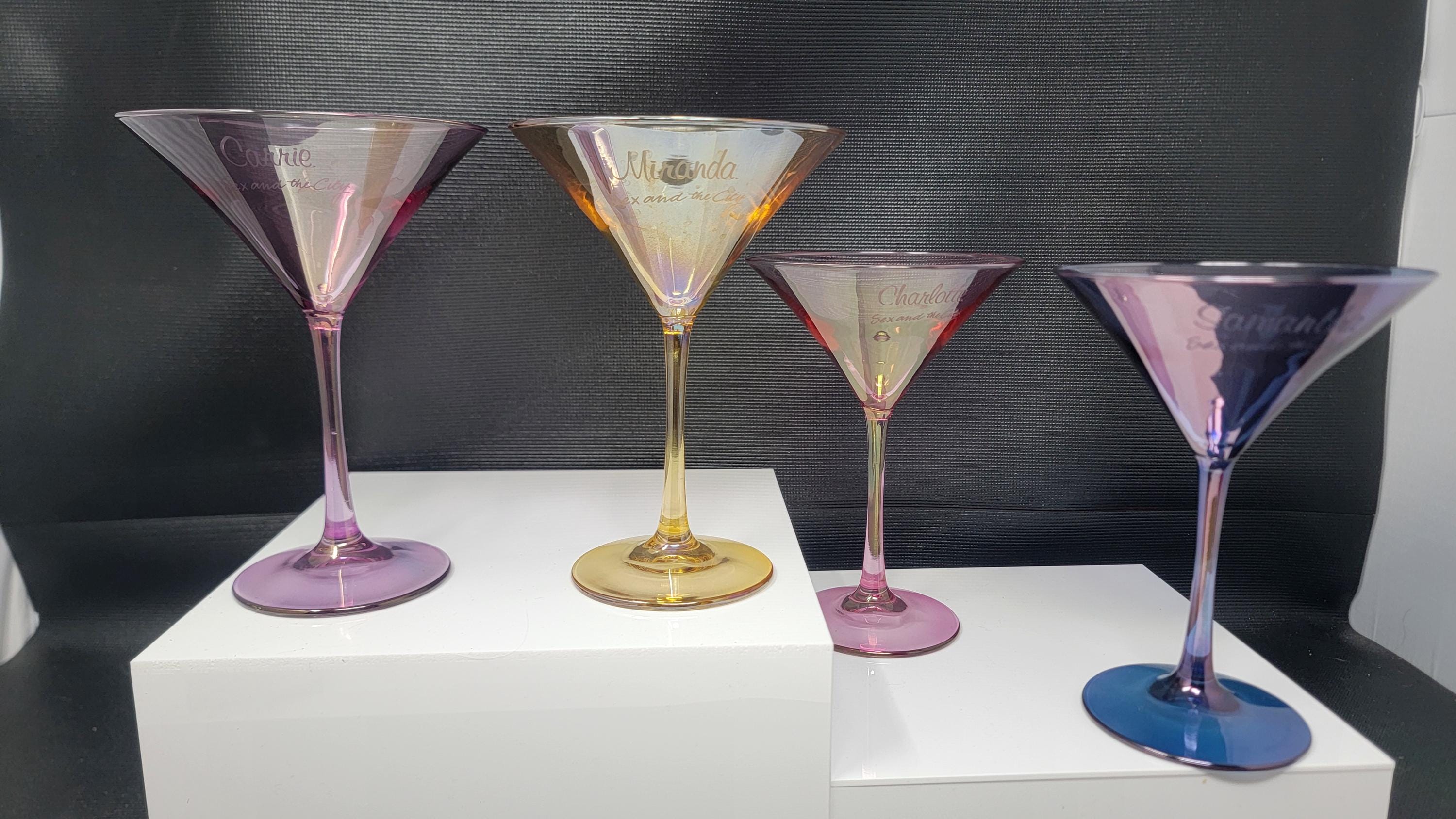 Vintage Sex and the City Colorful Martini Glasses Set of 4 Names