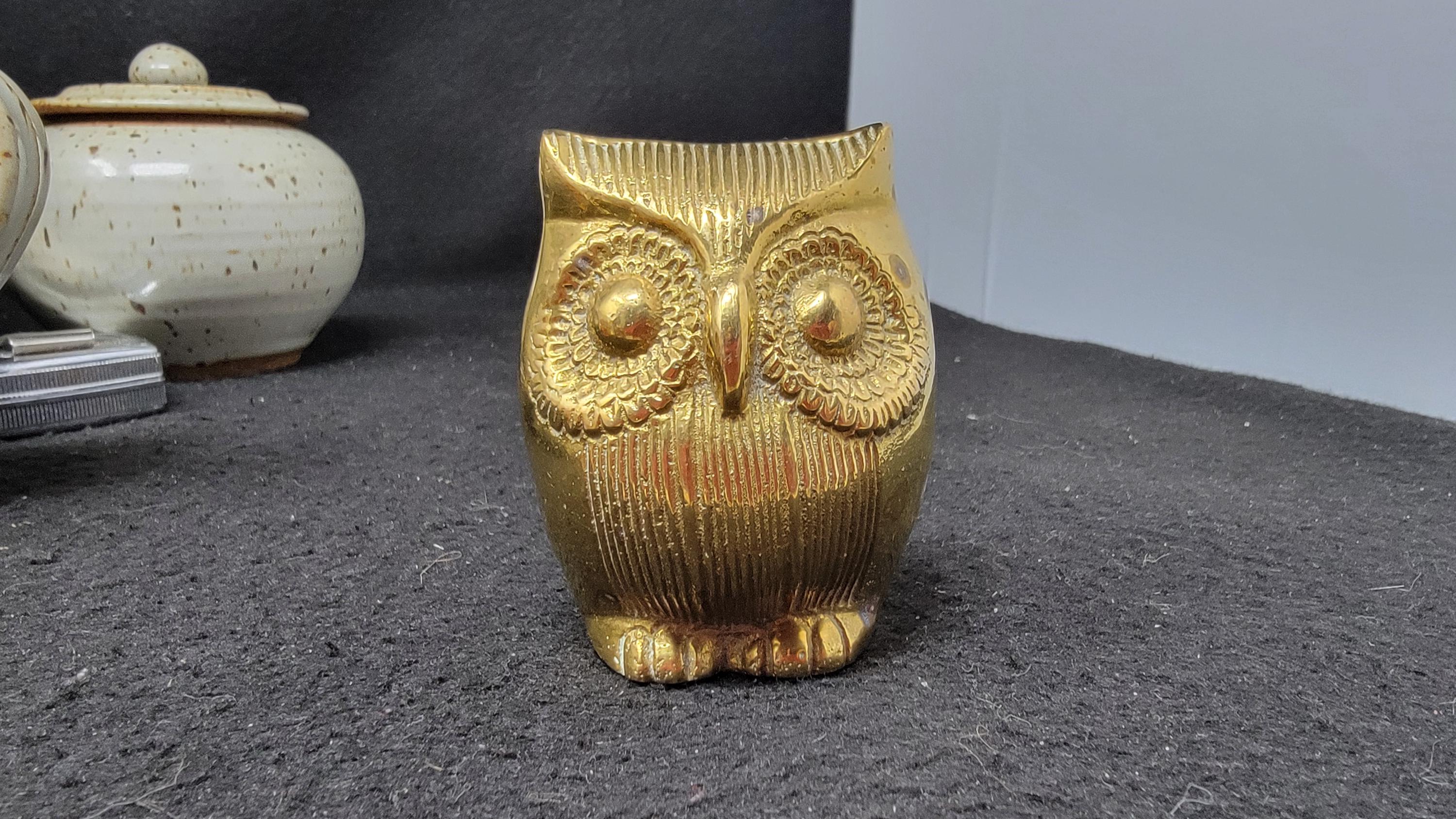 ヴィンテージ真鍮フクロウ ヴィンテージ真鍮フクロウの置物 ペーパー 