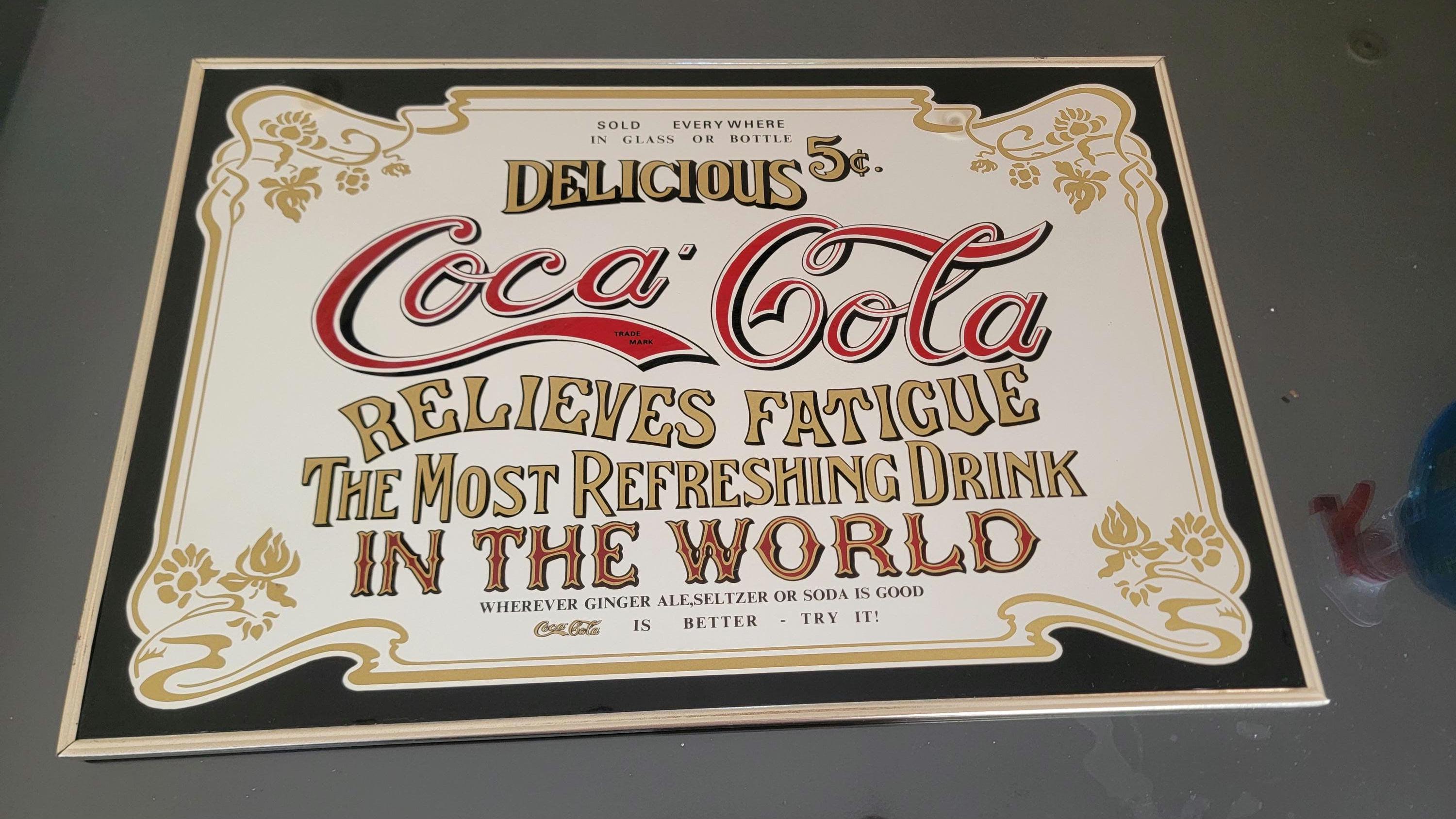 Vintage Coca-cola Mirror Sign Coke Refreshing Drink Coke 5 Cents