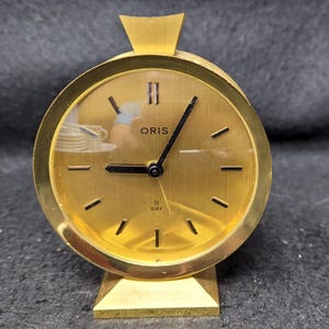 Vintage Brass Oris 8 Day Swiss Made Clock