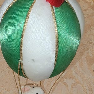 Vintage Hot Air Balloon with White Mouse Christmas Ornament