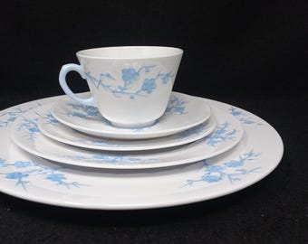 Servizio da tavola vintage Spode Blanche de Chine Cherry Blossom da 5 pezzi, prodotto in Inghilterra. F3