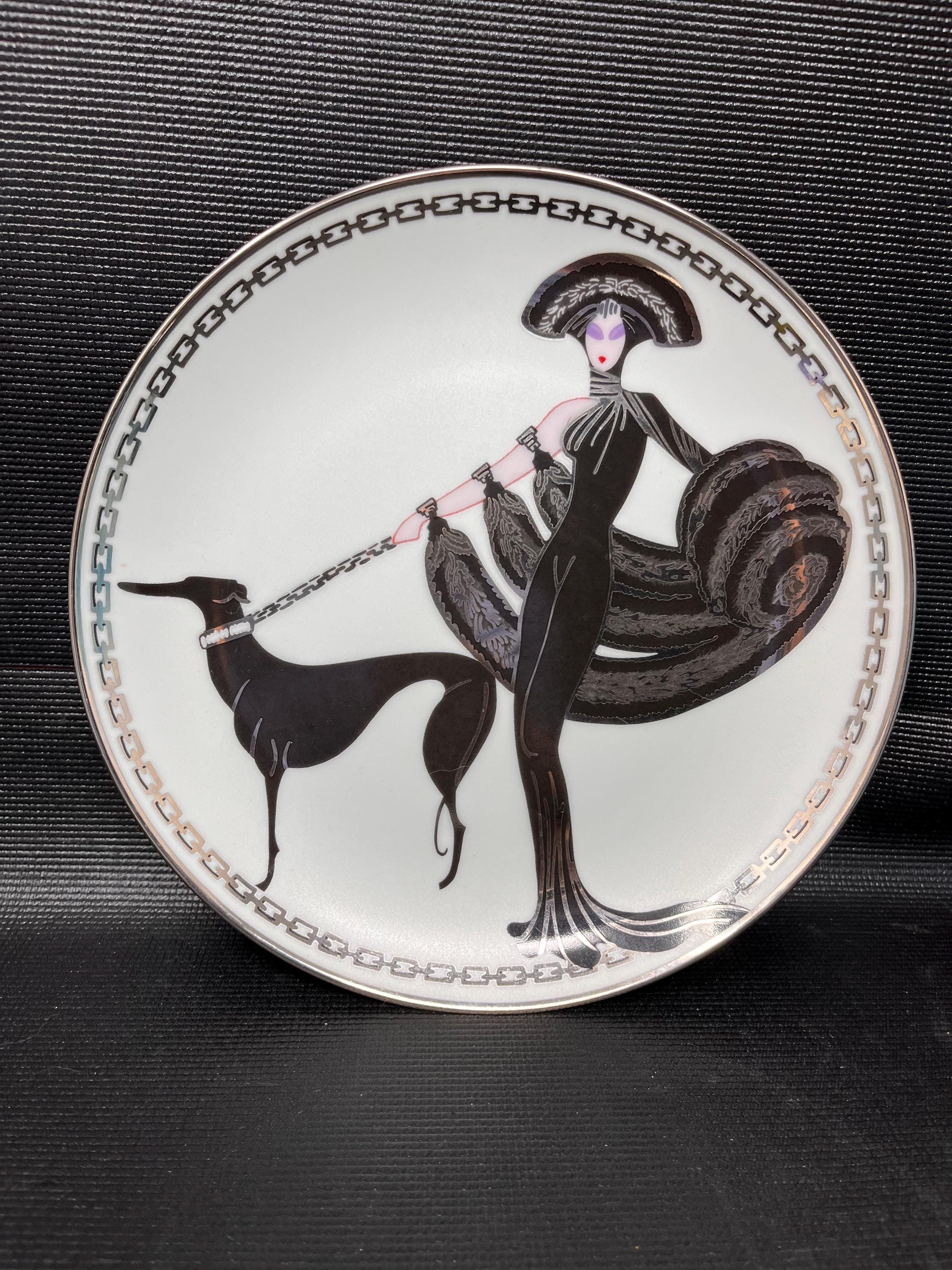 Erte Plate Symphony in Black - Etsy