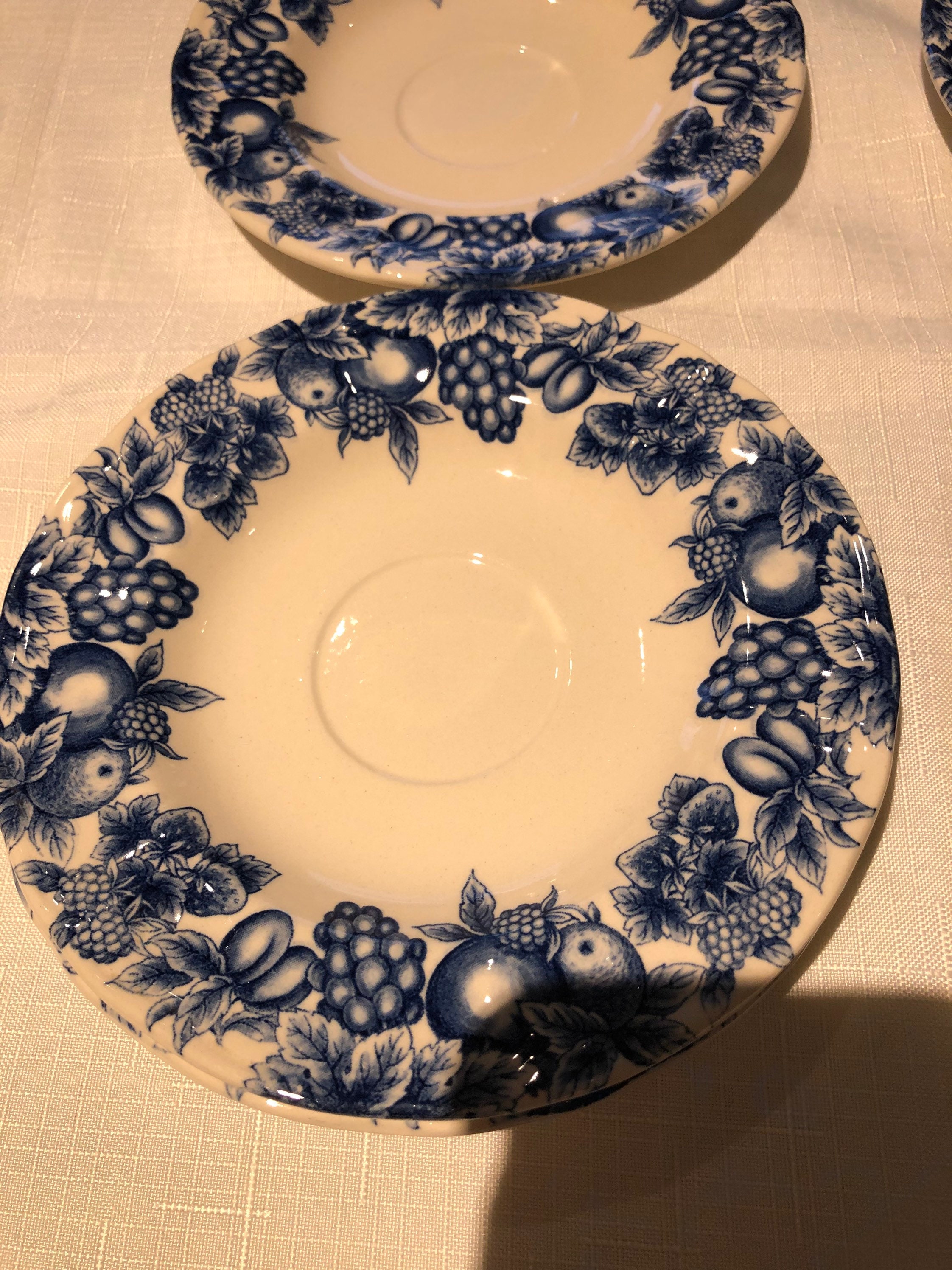 Libbey Tableware Chi Lie7 Fruits and Berries White and Blue . Etsy