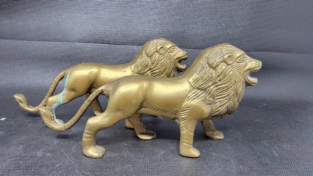 Vintage Brass Lions Set of 2 Jungle Lion King of the Jungle. F4 - Etsy