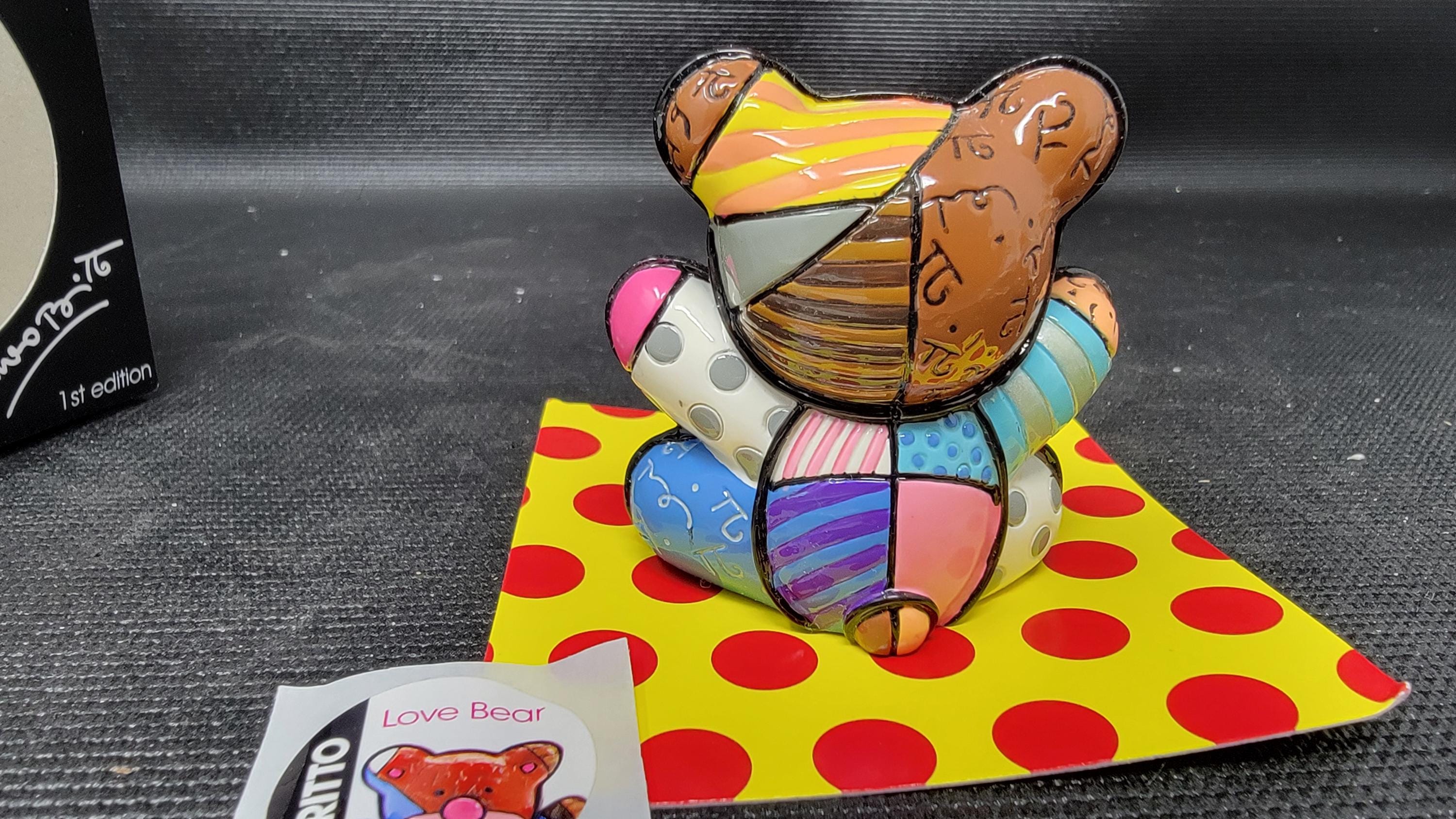 Romero Britto Mini Love Bear Figure *FIRST EDITION 331389 RARE