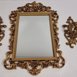 ハリウッドリージェンシー　ミラー Vintage Hollywood Regency Mirror With Matching Candle