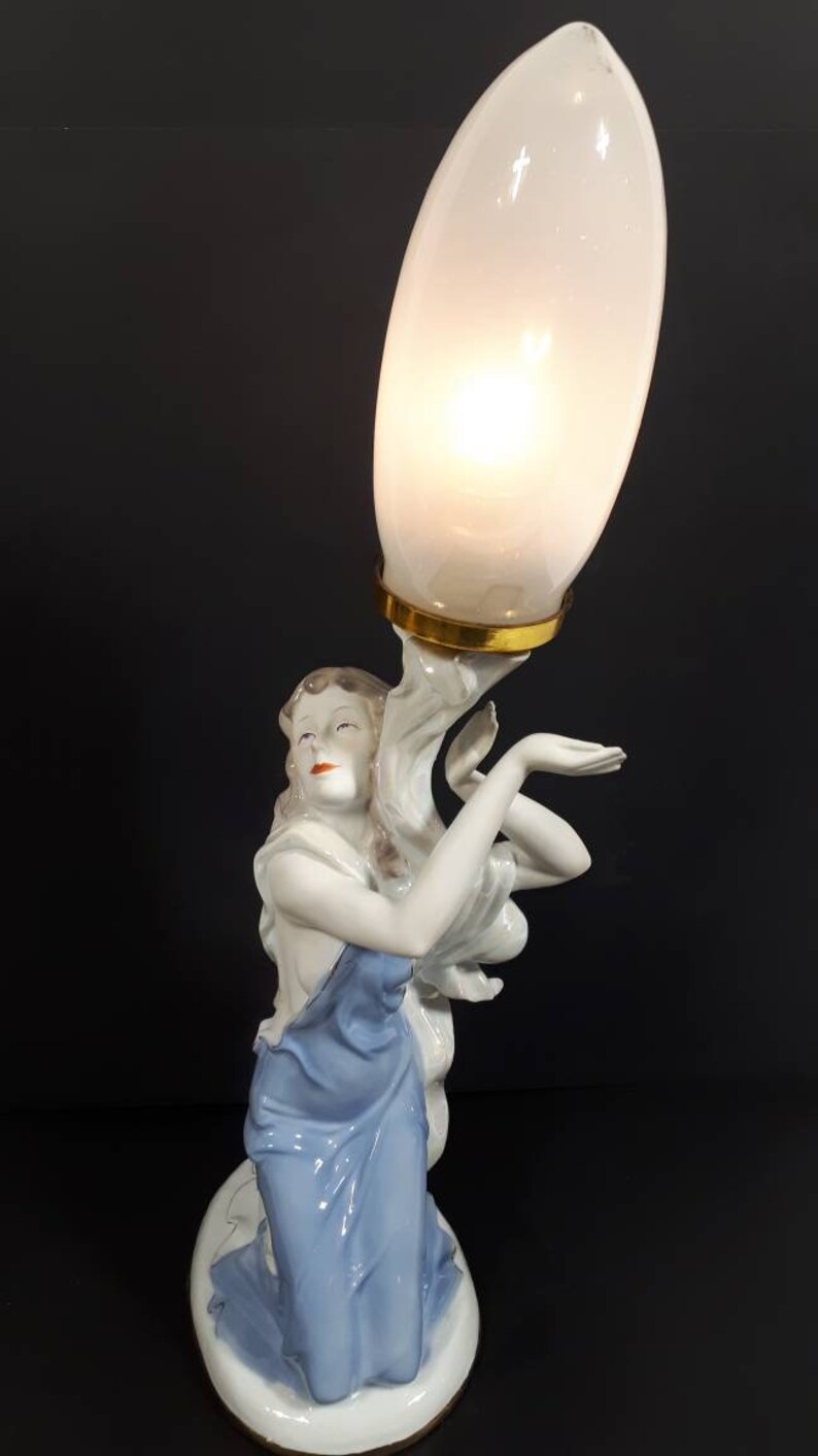 Art Deco Porcelain Lady Lamp Etsy