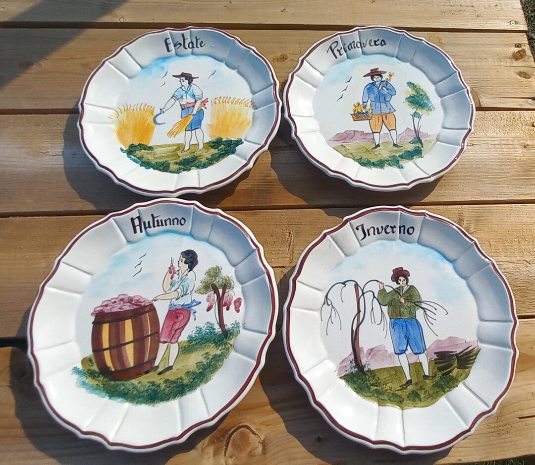 Vintage Bassano Four Seasons Decor Plates Spring Summer Fall Winter ...