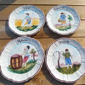 Vintage Bassano Four Seasons Decor Plates Spring Summer Fall