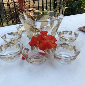 Vintage Large Salad/ Serving Bowl with matching smaller bowls