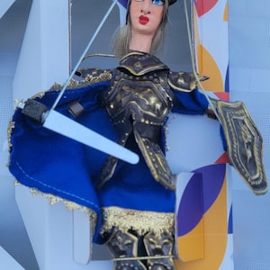 Vintage Italian Sicilian Hand Painted Armored Knight Marionette Puppet 12&quot; Tall