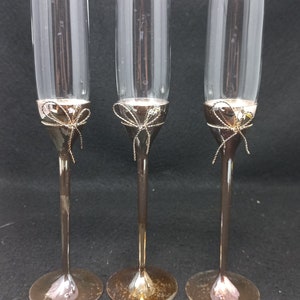 Vera Wang Silverplate Crysral Champagne Flutes Set of 3. S3
